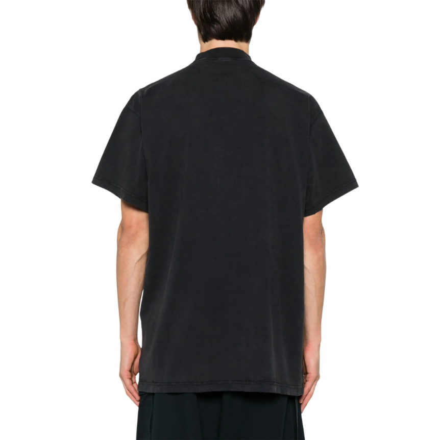 T-shirt BALENCIAGA col rond coton noir logo 3B Liquefied gris