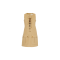 Robe mini chasuble coton beige lacets poches