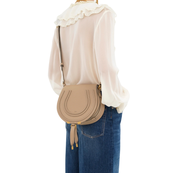Petit sac porté épaule CHLOE Marcie cuir beige nude