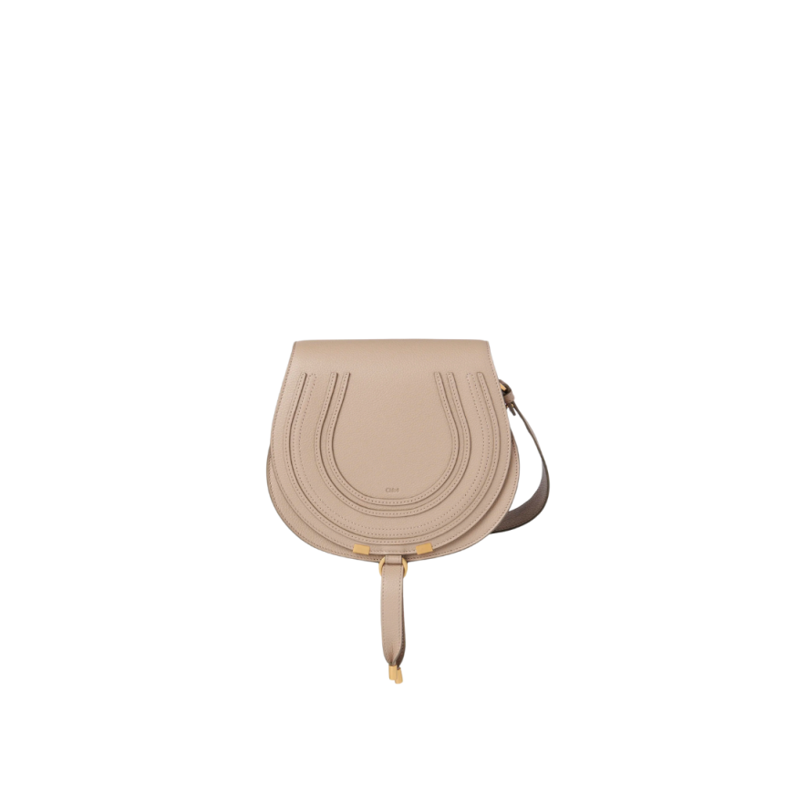 Petit sac porté épaule CHLOE Marcie cuir beige nude
