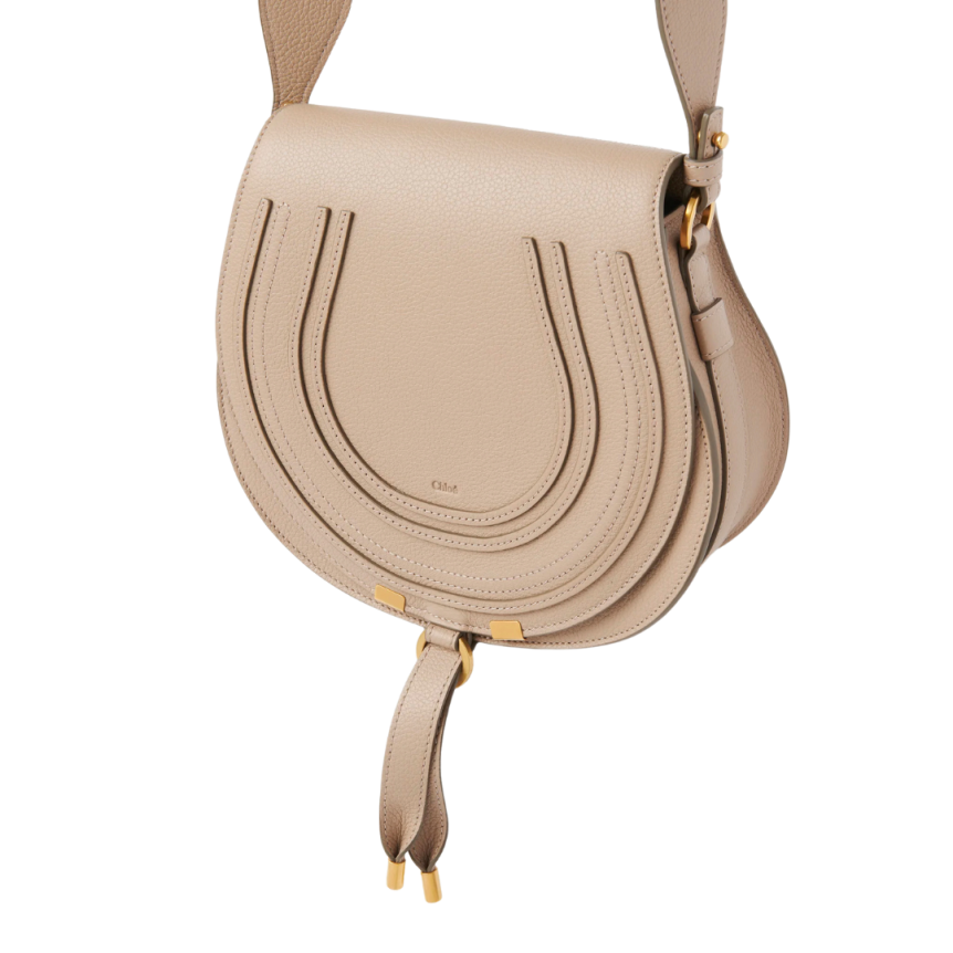 Petit sac porté épaule CHLOE Marcie cuir beige nude