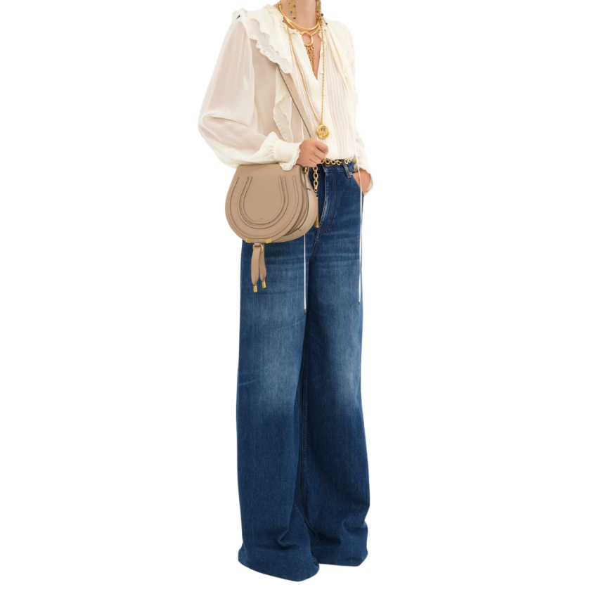 Petit sac porté épaule CHLOE Marcie cuir beige nude