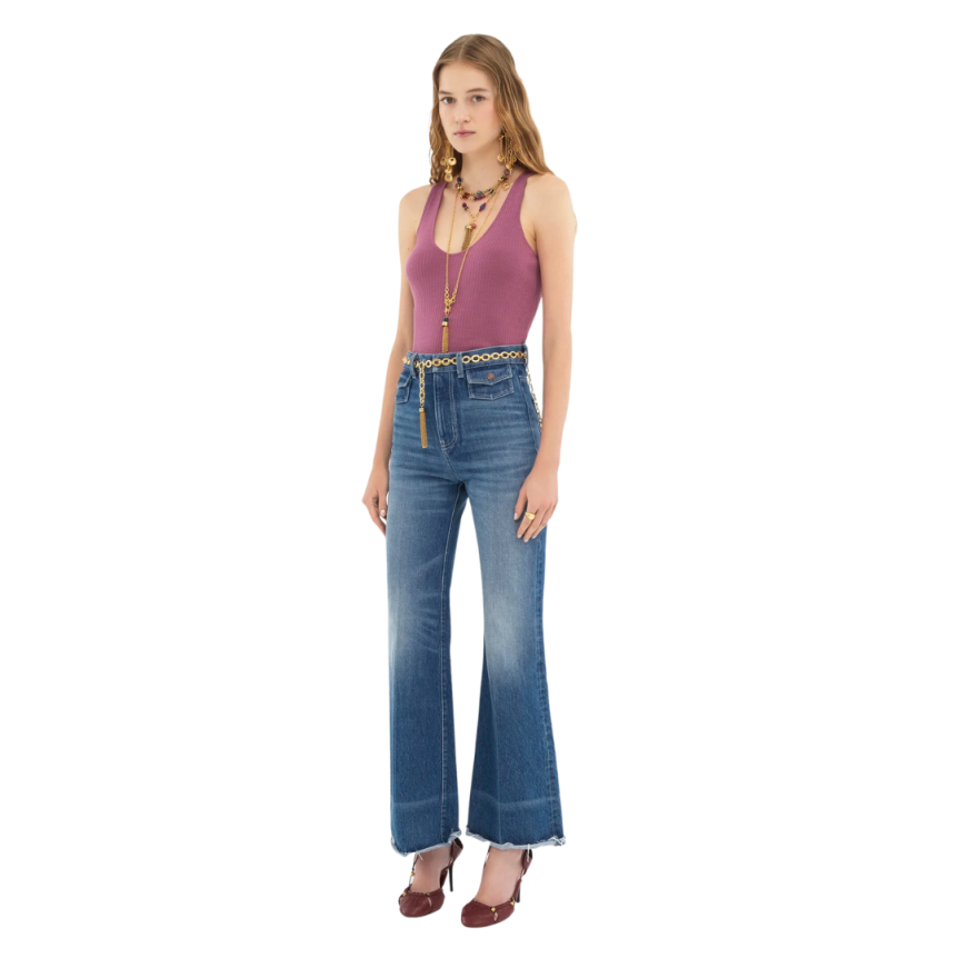 Top débardeur CHLOE maille côtelée laine vieux rose