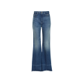 Jean évasé taille haute denim de coton bleu foncé