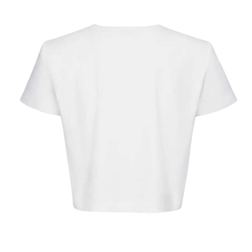 Top col rond MAGDA BUTRYM coton blanc crochet beige poitrine