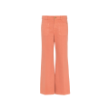 Pantalon jean bootcut court toile coton corail