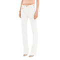 Pantalon droit toile de coton bio blanc boutons dorés