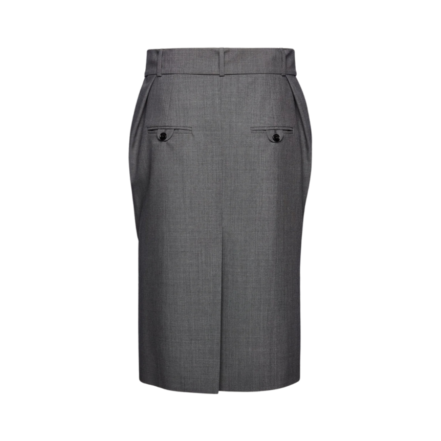 Jupe aux genoux MAGDA BUTRYM laine soie gris ceinture