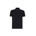 Polo manche courte coton piqué noir motif soie FF