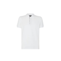 Polo manche courte coton piqué blanc motif soie FF