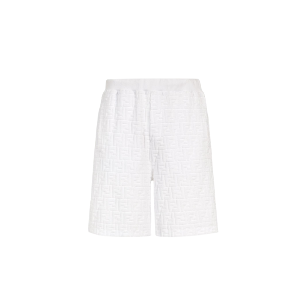 Bermuda FENDI taille élastique coton éponge blanc FF relief poches