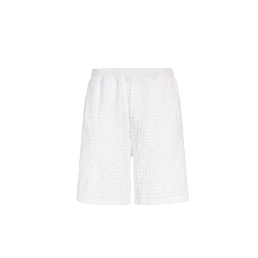 Bermuda FENDI taille élastique coton éponge blanc FF relief poches