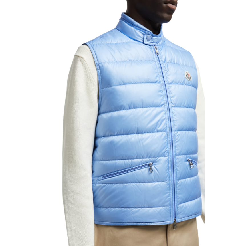 Doudoune sans manches MONCLER Gilet Gui repliable nylon bleu ciel