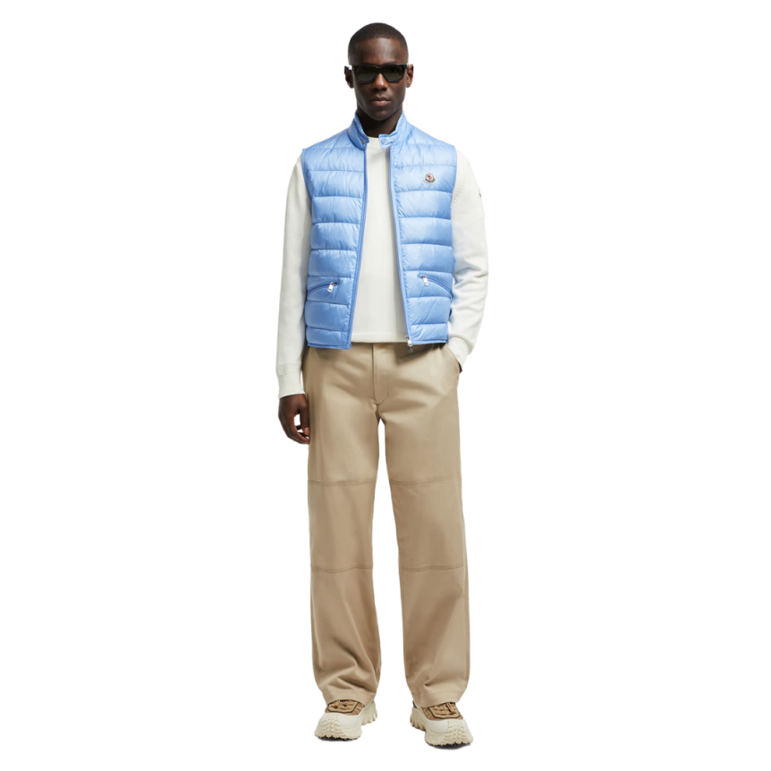Doudoune sans manches MONCLER Gilet Gui repliable nylon bleu ciel