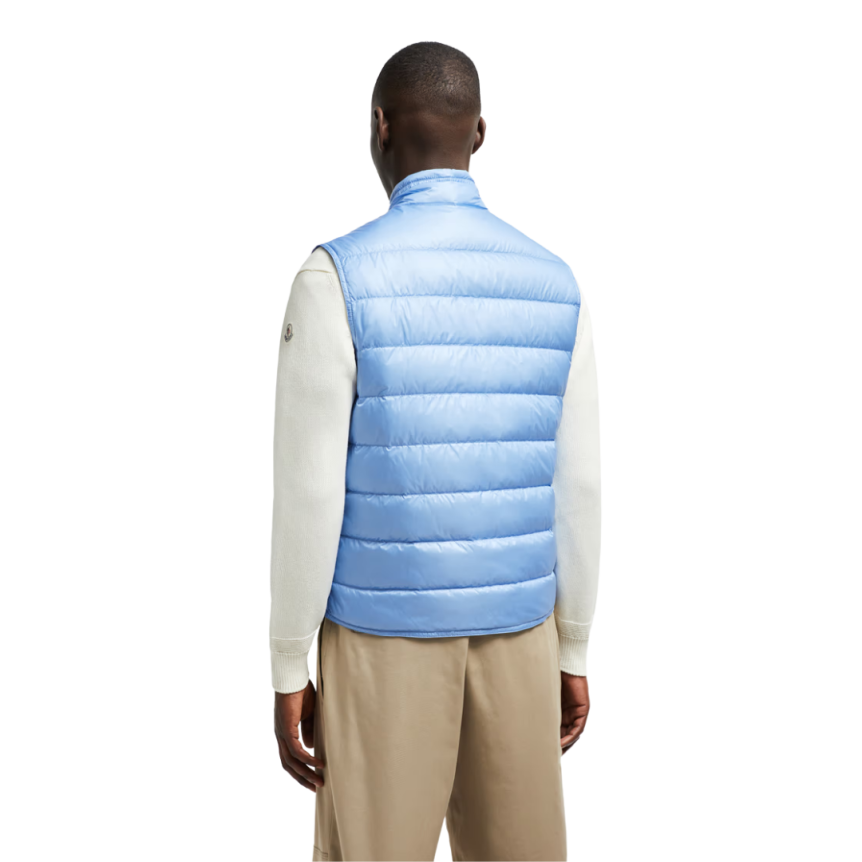 Doudoune sans manches MONCLER Gilet Gui repliable nylon bleu ciel