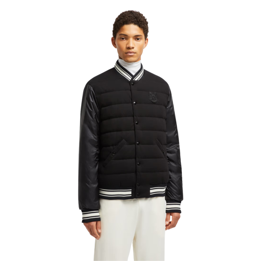 Blouson Bomber MONCLER Bouchet nylon noir logo universitaire Moncler Archive