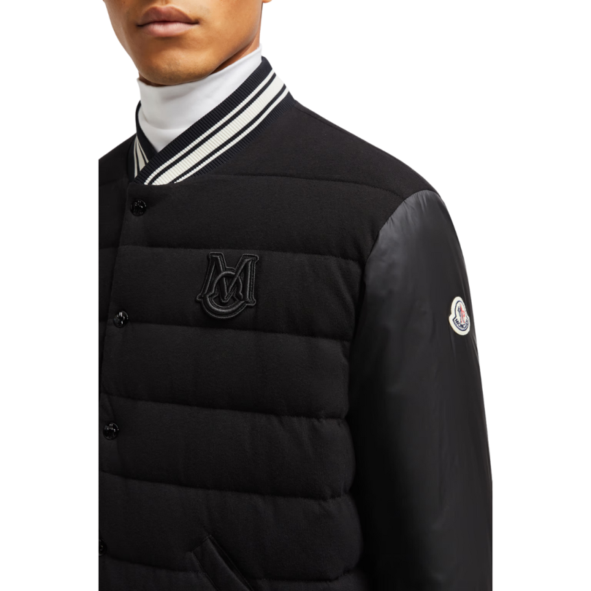 Blouson Bomber MONCLER Bouchet nylon noir logo universitaire Moncler Archive