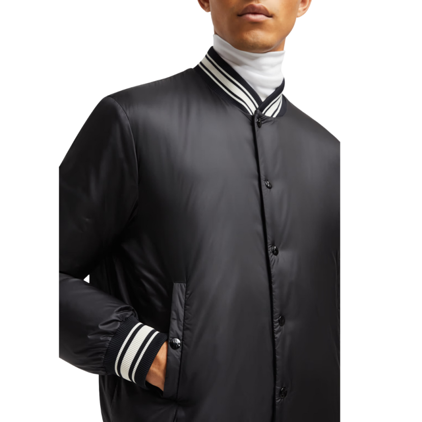 Blouson Bomber MONCLER Bouchet nylon noir logo universitaire Moncler Archive