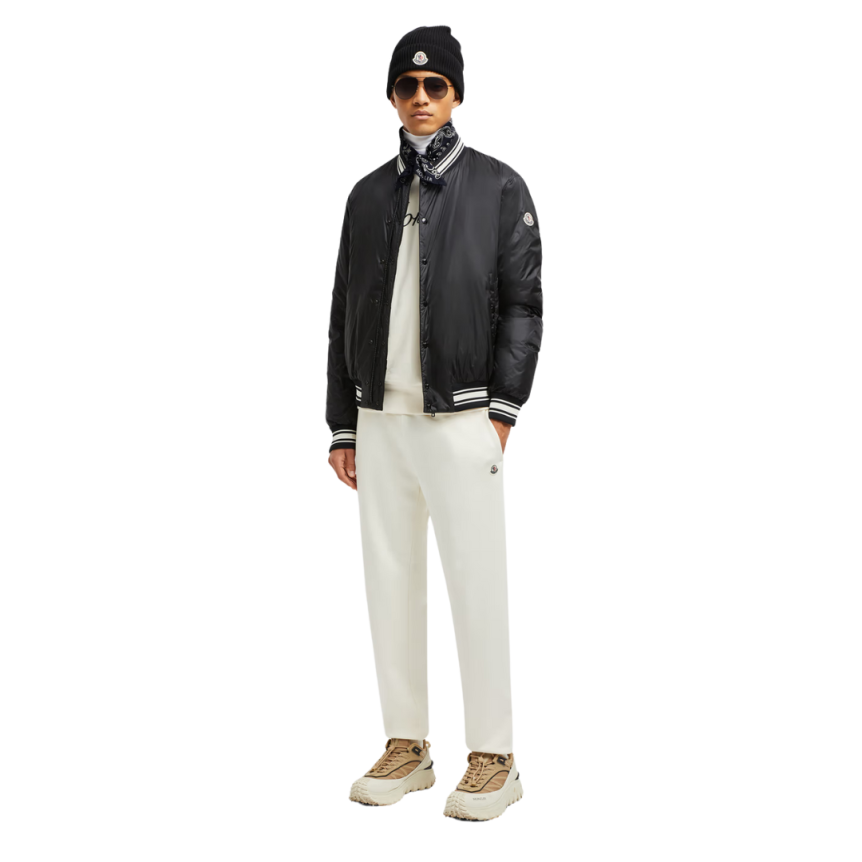 Blouson Bomber MONCLER Bouchet nylon noir logo universitaire Moncler Archive