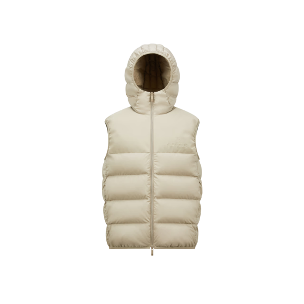 Doudoune sans manches à capuche MONCLER Bresse nylon beige