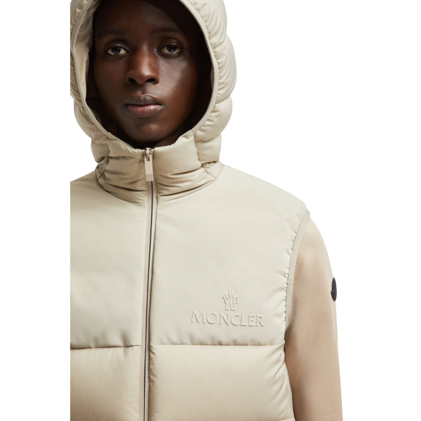 Doudoune sans manches à capuche MONCLER Bresse nylon beige