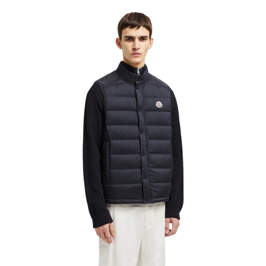 Doudoune sans manches MONCLER Barthe gilet nylon mat bleu marine