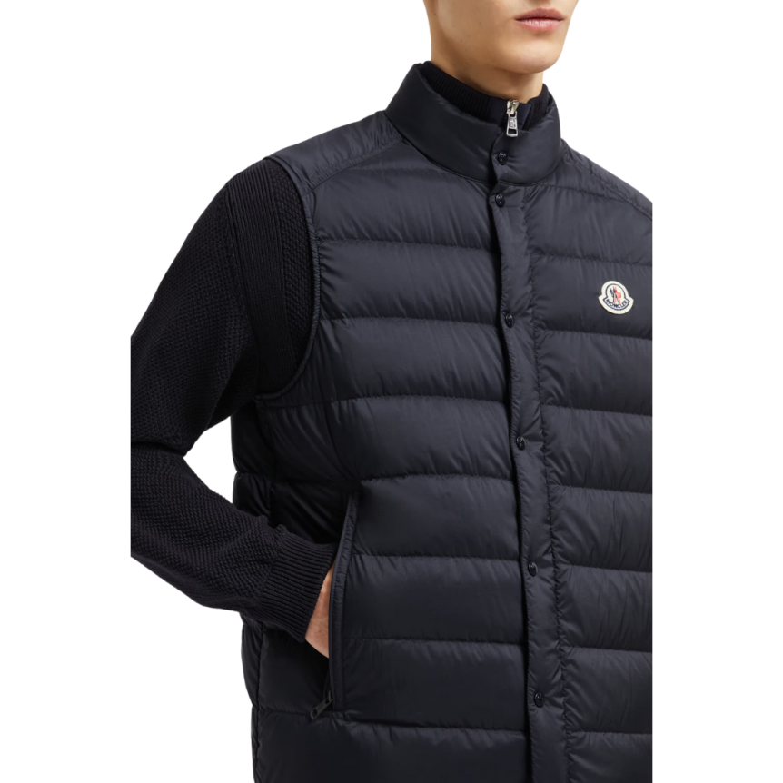 Doudoune sans manches MONCLER Barthe gilet nylon mat bleu marine
