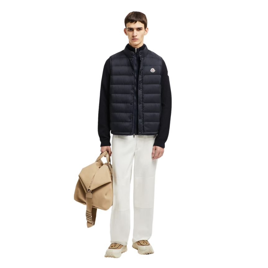 Doudoune sans manches MONCLER Barthe gilet nylon mat bleu marine