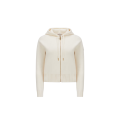 Cardigan zippé à capuche en laine et cachemire écru