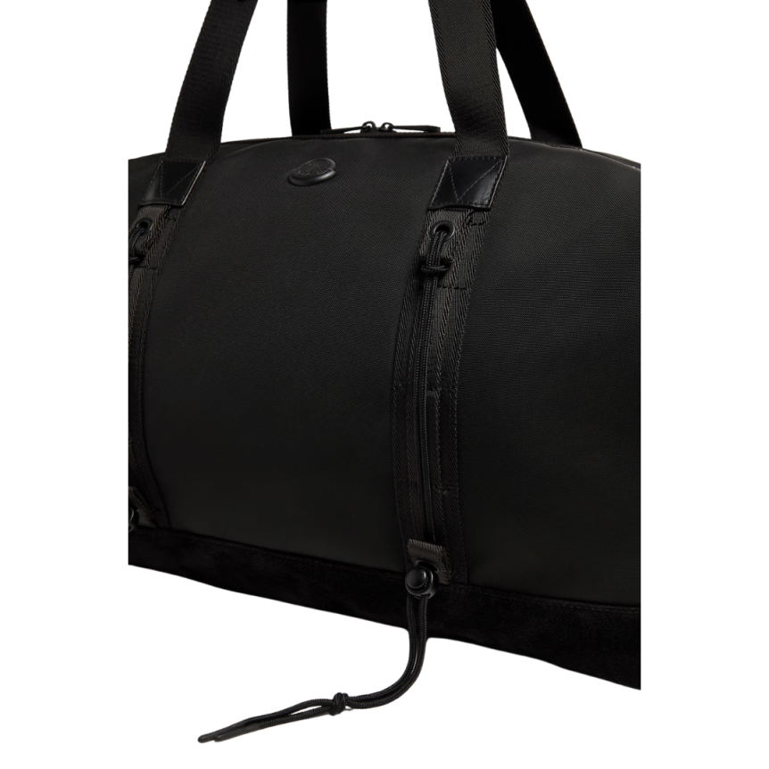 Sac de sport MONCLER Tech imperméable nylon noir bordure cuir logo métal noir