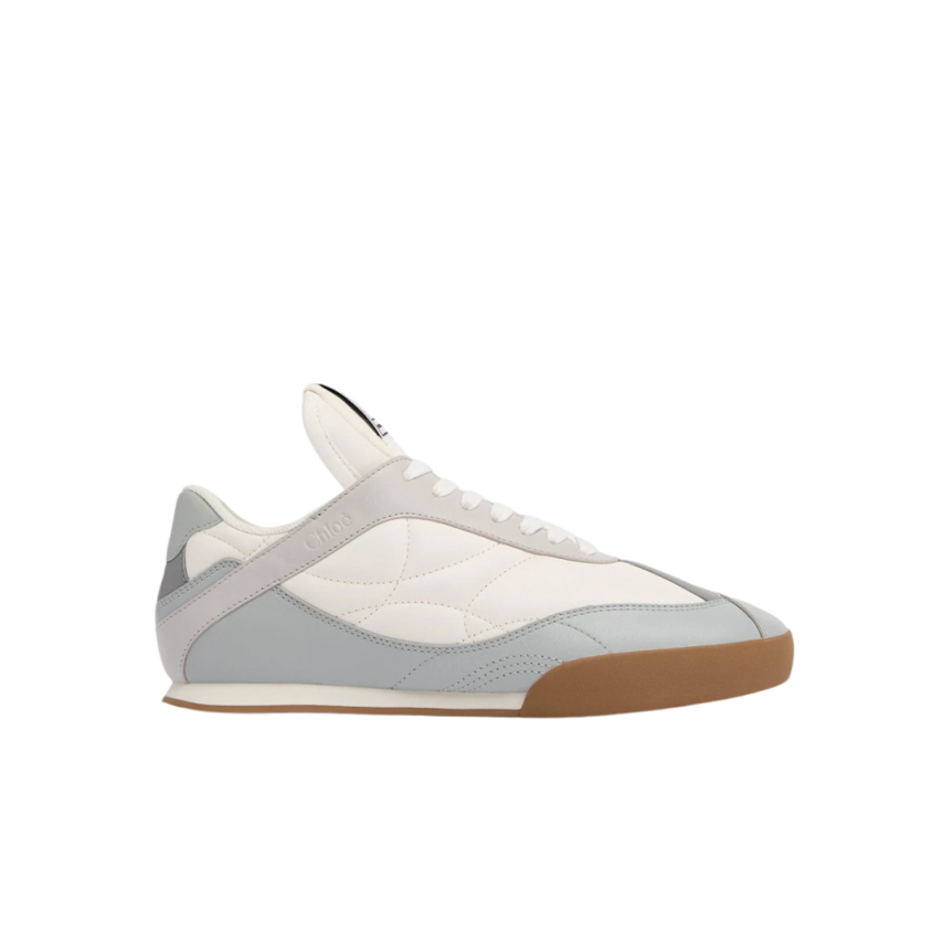 Baskets CHLOE Kick cuir blanc bleu ciel semelle beige