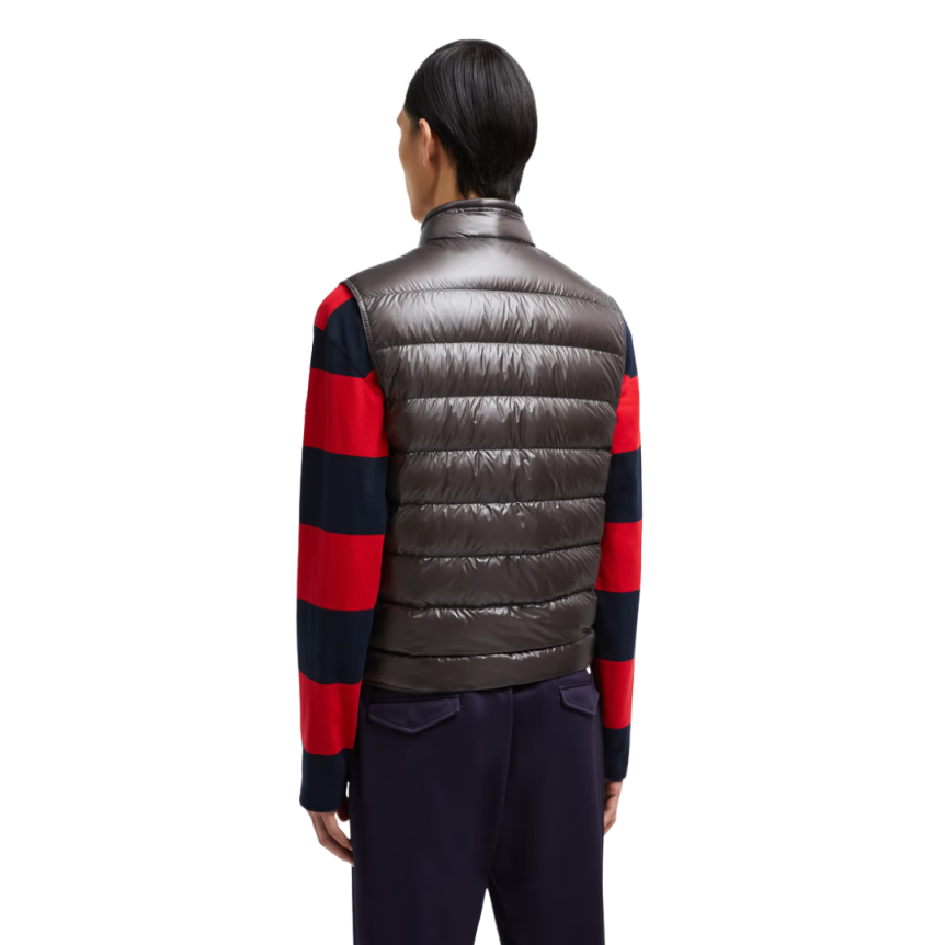 Gilet doudoune sans manches MONCLER Gui gris brillante Capuche