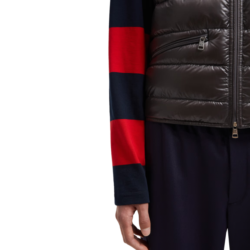 Gilet doudoune sans manches MONCLER Gui gris brillante Capuche