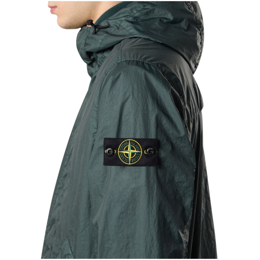 STONE ISLAND Blouson zippé à capuche nylon vert bouteille MEMBRANA 3L TC
