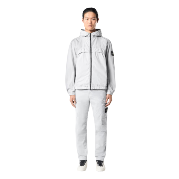 Blouson coupe-vent à capuche STONE ISLAND nylon reps déperlant gris