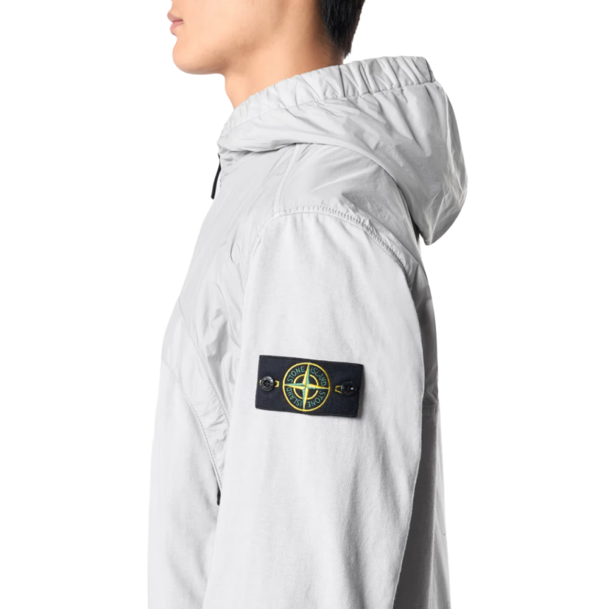 Blouson coupe-vent à capuche STONE ISLAND nylon reps déperlant gris