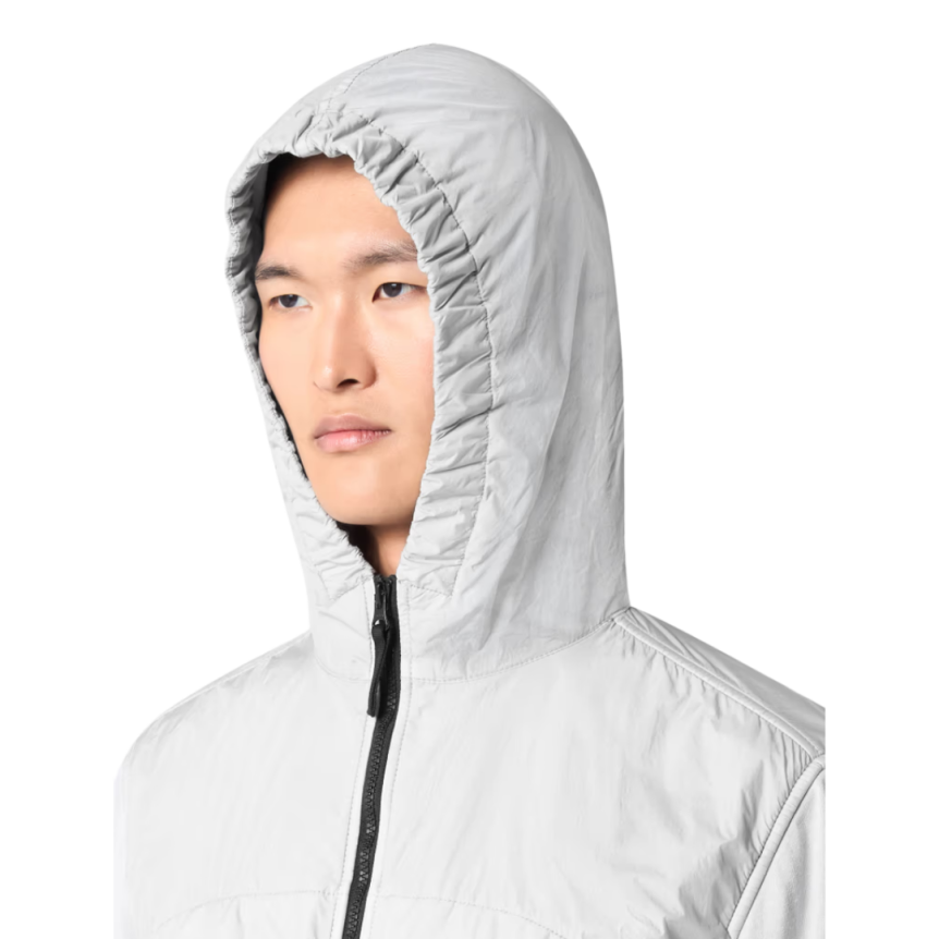 Blouson coupe-vent à capuche STONE ISLAND nylon reps déperlant gris