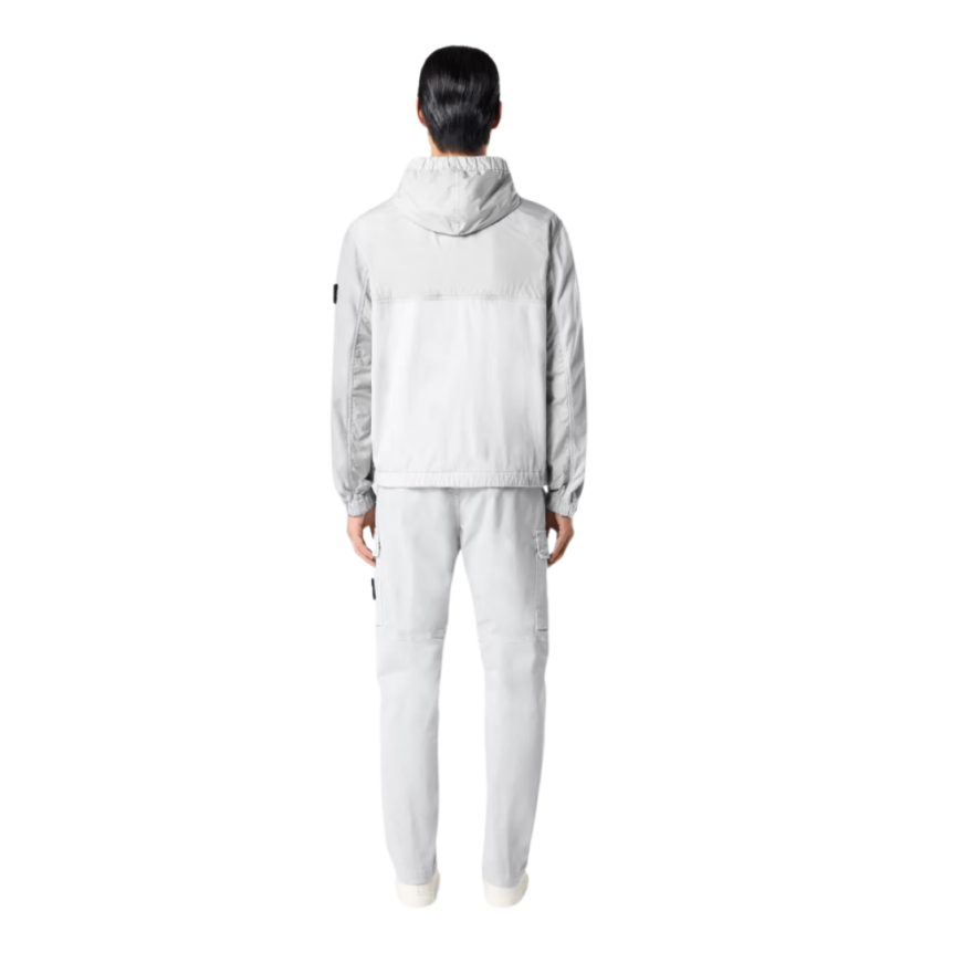 Blouson coupe-vent à capuche STONE ISLAND nylon reps déperlant gris