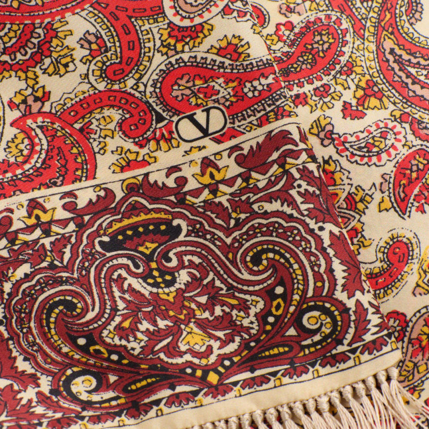 Foulard bandeau VALENTINO Voyage Imaginaire soie imprimée cachemire franges