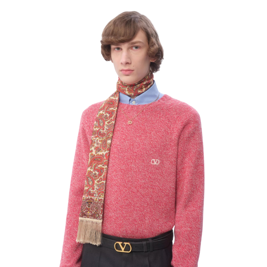 Foulard bandeau VALENTINO Voyage Imaginaire soie imprimée cachemire franges