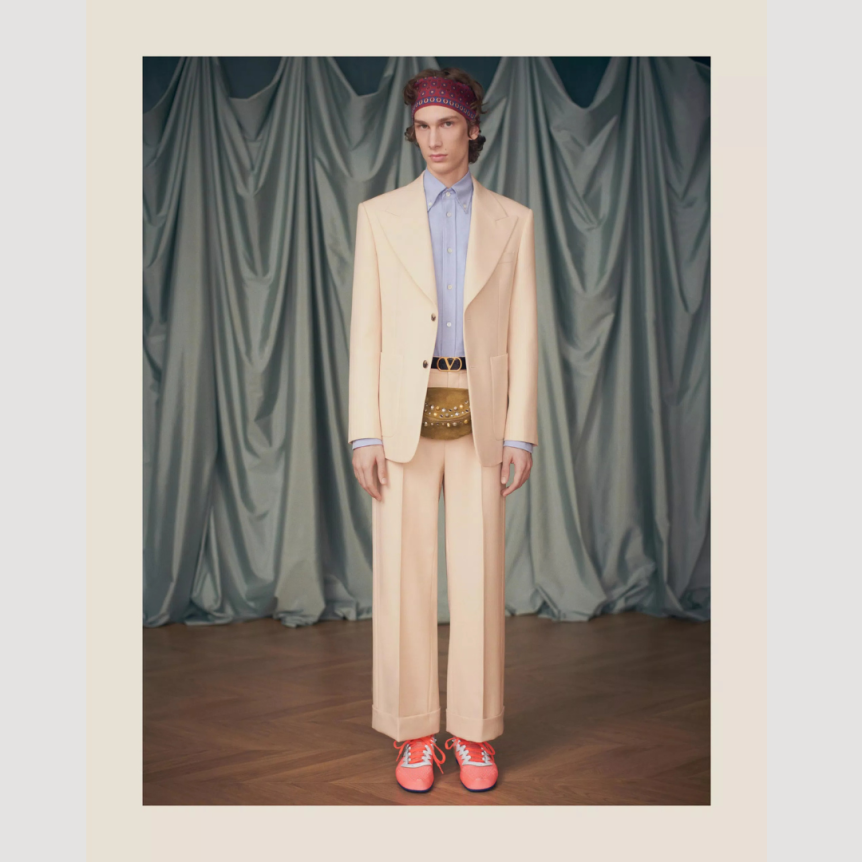 Foulard bandeau VALENTINO Chamber soie imprimée rouge franges