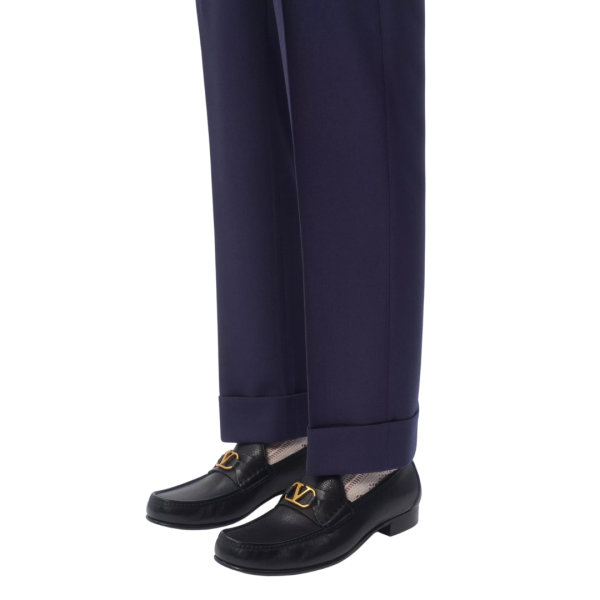 Mocassins VALENTINO V Logo Signature cuir buffle noir