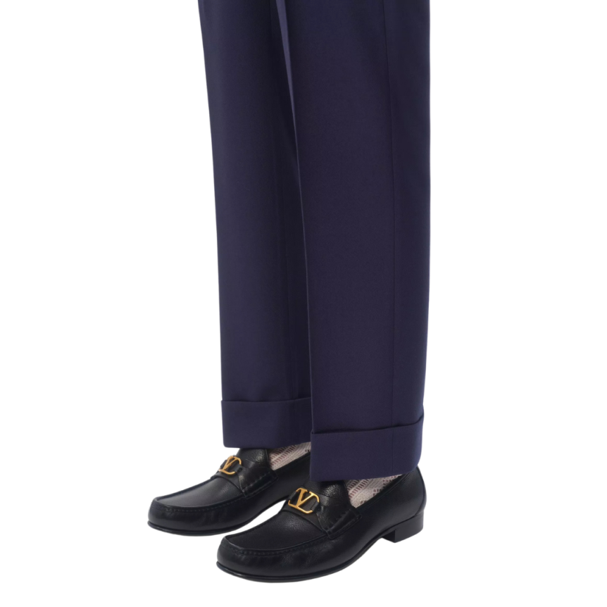 Mocassins VALENTINO V Logo Signature cuir buffle noir