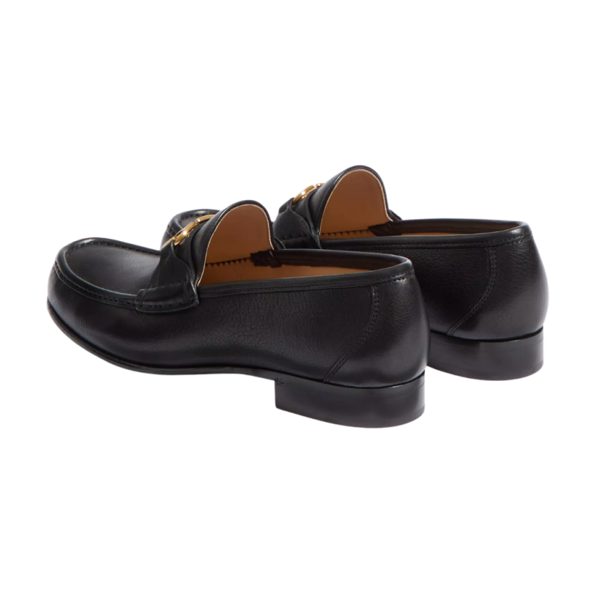 Mocassins VALENTINO V Logo Signature cuir buffle noir