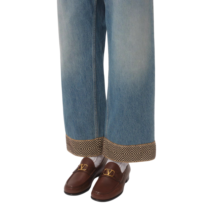 Mocassins VALENTINO V Logo Signature cuir buffle brun