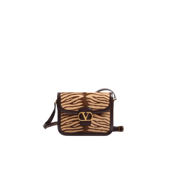 Sac porté épaule VALENTINO 9TO5 cuir veau marron imitation poulain imprimé zèbre