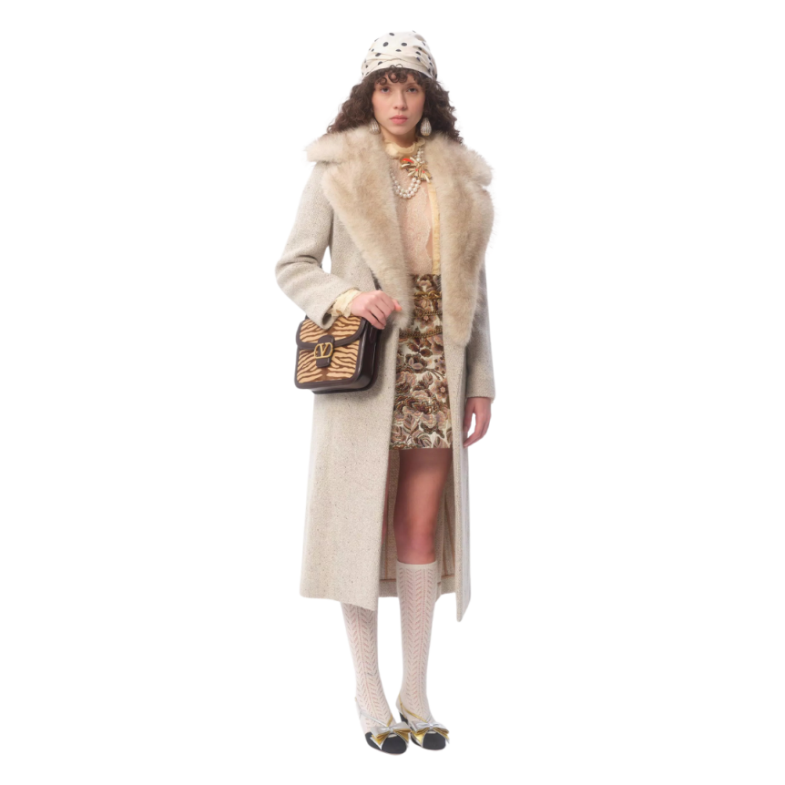 Sac porté épaule VALENTINO 9TO5 cuir veau marron imitation poulain imprimé zèbre