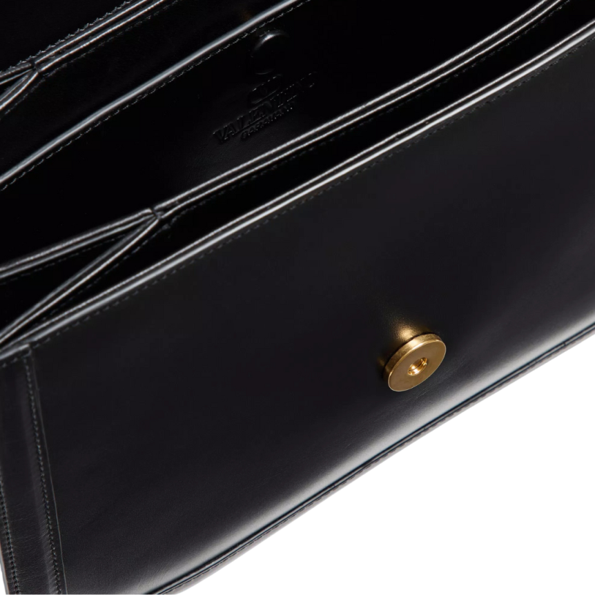 Sac porté épaule VALENTINO 9TO5 cuir veau lisse noir fermoir V logo signature