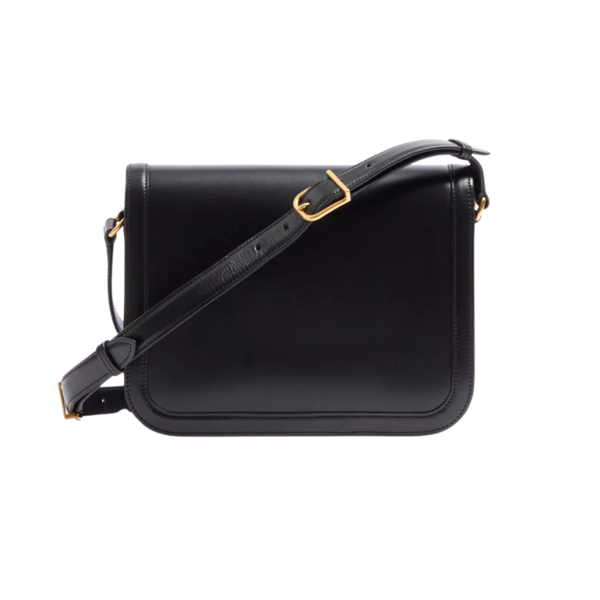Sac porté épaule VALENTINO 9TO5 cuir veau lisse noir fermoir V logo signature