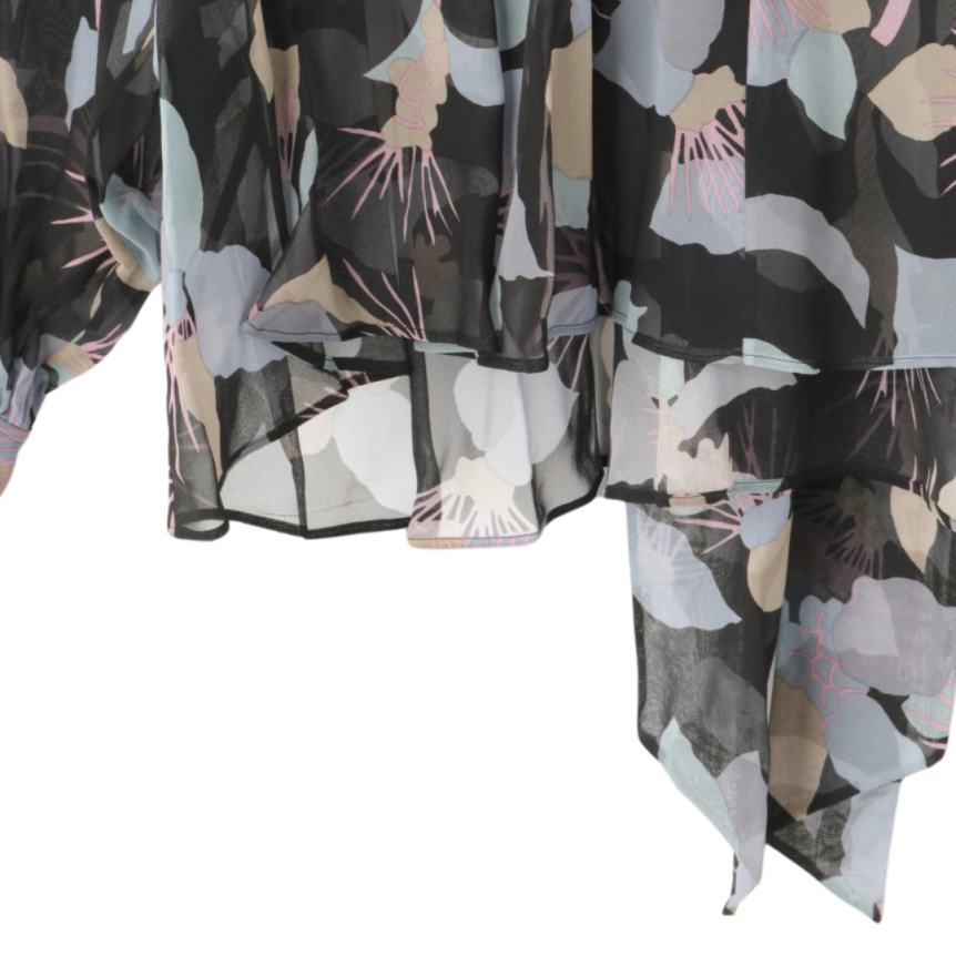 CHLOE Top blouse Georgette de soie imprimé floral col lavallière